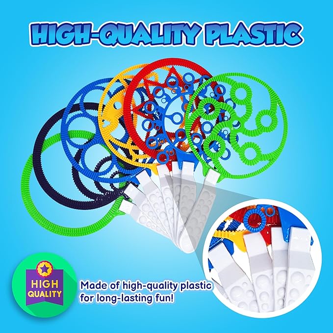 Giant Bubble Wands - Bubbles for Kids, Giant Bubbles, Bubble Toys, Large Blowing Rings, Variety Shapes Set for Big Soap Bubbles, Includes Huge Bubble Mix Solution Kit 19 Pack