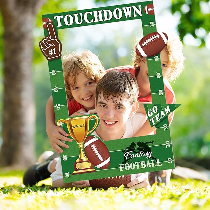 Football Photo Booth Props, Super Football Bowl Game Party Favors, Photo Frame Props for Sports Theme Party Decorations (Assembly Needed)