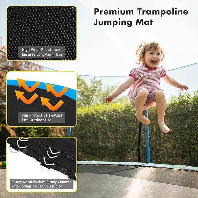 Giantex Replacement Trampoline Mat, High-Elastic PP Weather-Resistant Mat Fits 8 10 12 14 16ft Round Frame, Spring Not Included