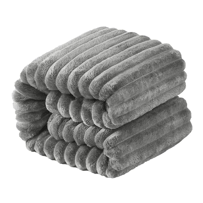 Ntbay Flannel Fleece Twin Blanket, Soft Lightweight Fuzzy Bed Blanket for Couch Sofa Bed All Seasons - Gray - 60 x 80 inches