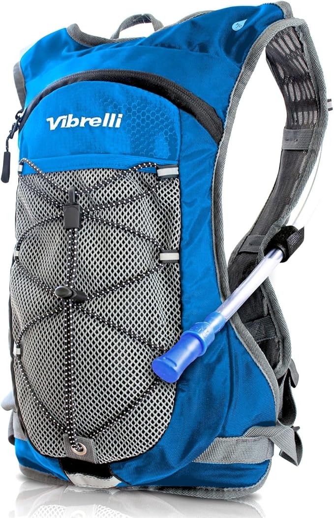 Vibrelli Hydration Backpack & 2L Hydration Bladder - High Flow Bite Valve - Hydration Pack for Cycling, Running, Hiking
