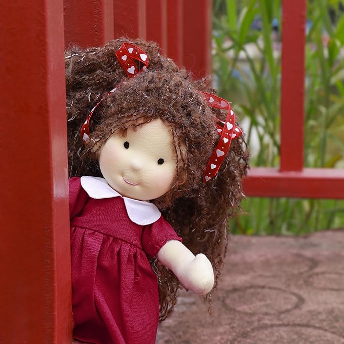BlissfulPixie Waldorf Doll Handmade Rag Doll - Personalized Collectors Plush Doll for Kids Birthday Present with Beautiful Present Box-Eleanor 12"