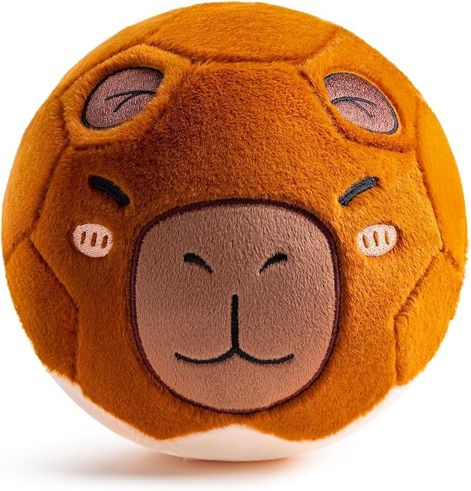 Silent Indoor Soccer Balls for Toddlers, Inflatable Soft Plush Baby Toddler Soccer Ball Toys Gifts for 0+Year Old Boy Girl First Birthday Gift (Capybara, Pump Include)
