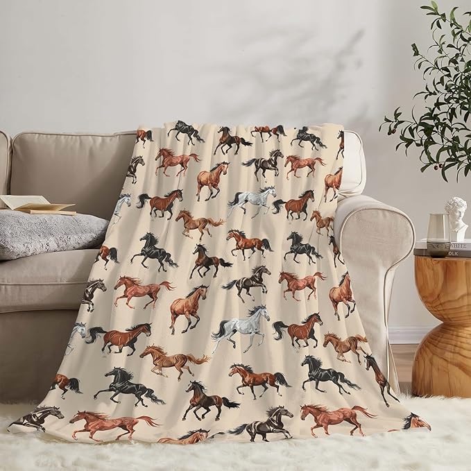 Horse Blanket Horse Throw Blanket Gifts for Girls Boys Kids Adults Women Men Super Soft Cozy Plush Fluffy Fuzzy Fleece Blanket Home Decor 40''X50''