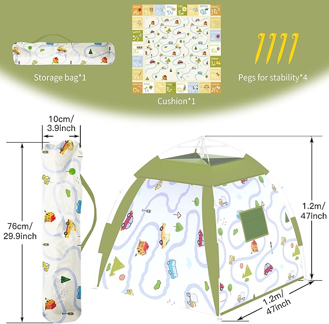 Outdoor Multi-Purpose Play House for Toddlers-Easy to Set up and Pop up Play Tent with Tunnel and Playhouse Kids Indoor Outdoor, Outdoor/Indoor Kid's Pop Up Play House, Gift for Toddlers(car)