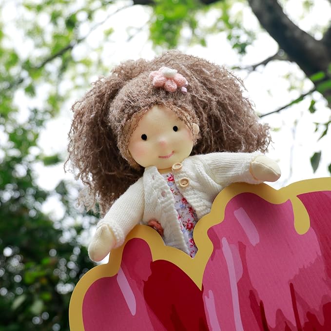 BlissfulPixie Handmade Waldorf Girl Rag Doll - Amber, 12" Soft Plush, Ideal First Doll for Babies & Toddlers