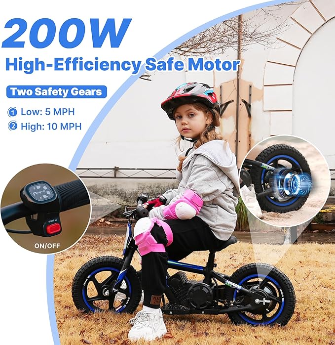 Lightweight Electric Dirt Bike for Kids, 170W Powerful Racing Grade Electric Motorcycle Up to 10MPH, 24V Detachable Battery, 12-Inch Off-Road Tires, Adjustable Seat - Ideal for Ages 3-6