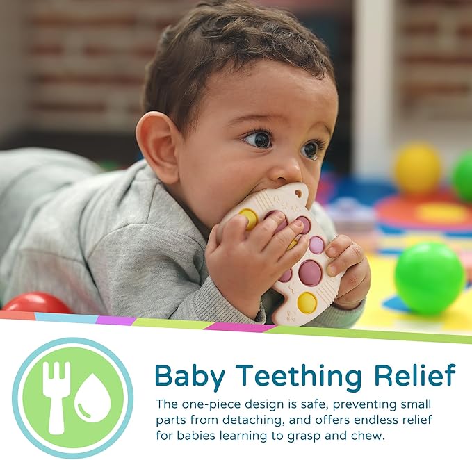 LiKee Fidget Popper Sensory Baby Toys for 10+ Months, Push and Popping Busy Board, Montessori Toys for 1+ Years Old, Airplane Car Travel Toy for Toddlers 1-3 Stress Relief