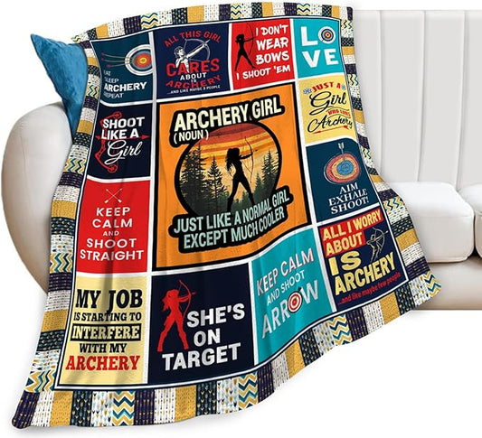 Archery Blanket, Archery Throw Blanket, Sports Gifts Blankets Stuff Fleece Flannel Plush for Girls Women Men Boys Lovers Adults Soft Bedding Gift for Sofa Bed Office Home Decor 60"x50"
