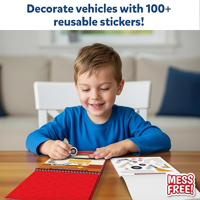 Skillmatics Reusable Sticker Activity Book - Peelies, 100+ Reusable Stickers, 6 Pictures, Mess-Free Fun for Kids, Creative Play & Travel Toy, Gifts for Boys & Girls Ages 3, 4, 5, 6, 7