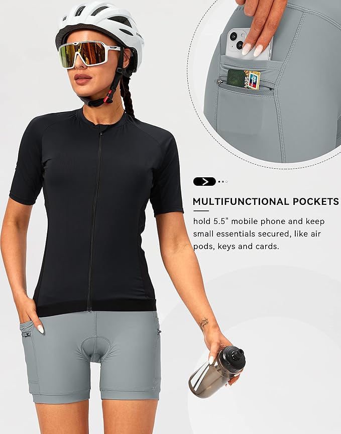 Women's 4D Padded Bike Shorts 5"/7" Riding Underwear Cycling Bicycle Road Biking Cycle Shorts for Women Zipper Pockets