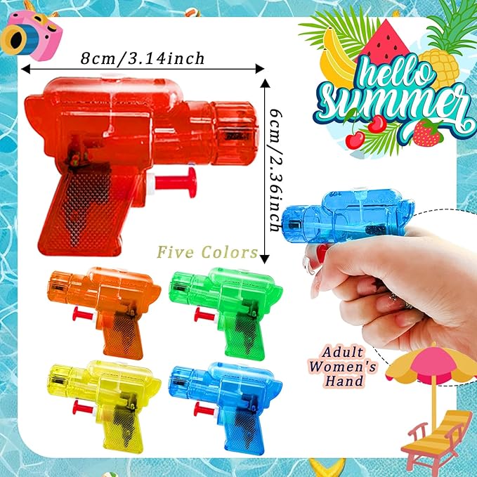 24 Pcs Mini Water Gun for Kids,Color Small Squirt Water Guns,Plastic Blasters for Beach Swimming Pool Toys,Summer Theme Party Favors,Outdoor Water Fighting Games Prop