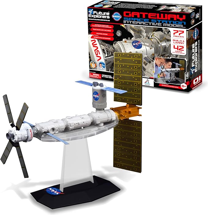 MUKIKIM NASA Future Explorers - Gateway Space Station Interactive Model. Build & Learn STEM Education & Interactive Space Exploration for Kids. with Projector, Orion Capsule & Rotating Solar Panel!
