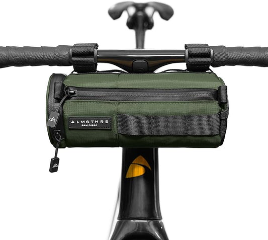 Compact Bar Bag – Hunter Green | Hard-Shell Bike Handlebar Bag with Waterproof Zipper & Adjustable Straps | Lightweight Bicycle Handlebar Bag, Compatible with Road, Gravel & MTB Bikes