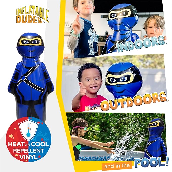 INFLATABLE DUDES Ninja Toy 40 Inches -Kids Punching Bag | Already Filled with Sand| Bop Bag | Inflatable Bopper | Boxing | Ninja Birthday Party | Punching Bag for Kids- (Little Dudes Nobi)