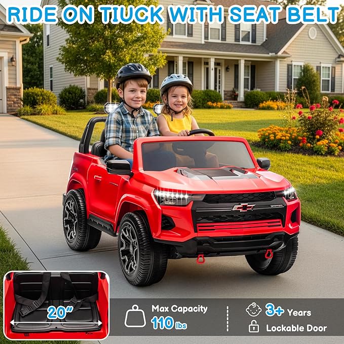Winado 24V Licensed Colorado Electric Car for Kids, Ride on Toys for Toddlers with Remote Control, 2 Seater Electric Car Ride On Vehicle w/Bluetooth, Soft Start, LED Lights - Red