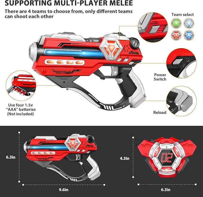 Laser Tag Guns Set of 4 Laser Tag Guns with Digital LED Score Display Vests,Gifts for Teens and Adults Boys & Girls,Adults and Family Fun,Gift for Kids Ages 8 9 10 11 12+Year Old Boy