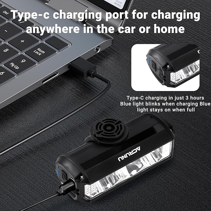 Super Bright 3400 Lumens LED Bike Light USB Rechargeable - 5 Modes Bicycle Headlight with 7H Runtime, IPX6 Waterproof, Quick Release Mount for Mountain Road Cycling Commuting Night Safety