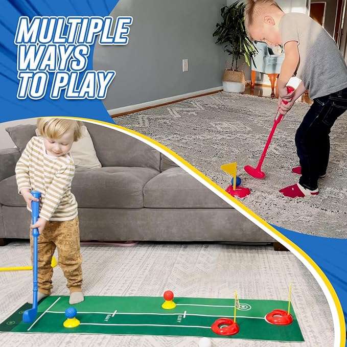 Liberry Toddler Golf Set for 2 3 4 5 Years Old Boys Girls, Kids Golf Clubs Set with Putting Mat, Outdoor Indoor Sports Toys Christmas Birthday Gift