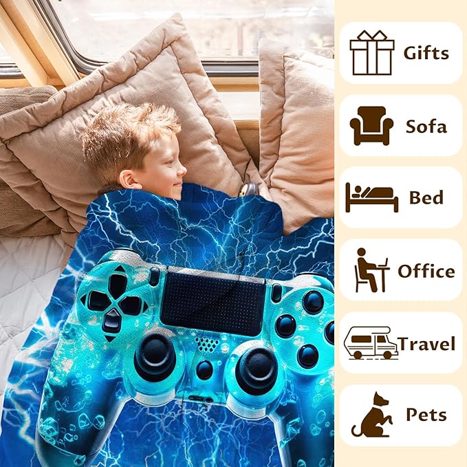 Boys Throw Blankets Gaming Blanket Gift for Kids Teens Men, 50x60 Inches Lightweight Cozy Cool Game Throw for Sofa Couch Bed Home Decor