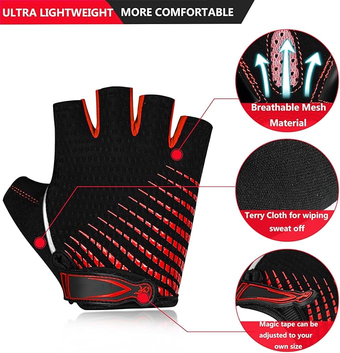BIKINGMOREOK Bike Cycling Gloves for Men Women,Non-Slip Breathable 5MM Gel Pads DH Mountain Road Bicycle Gloves for MTB Biking Cycling,Workout Sports