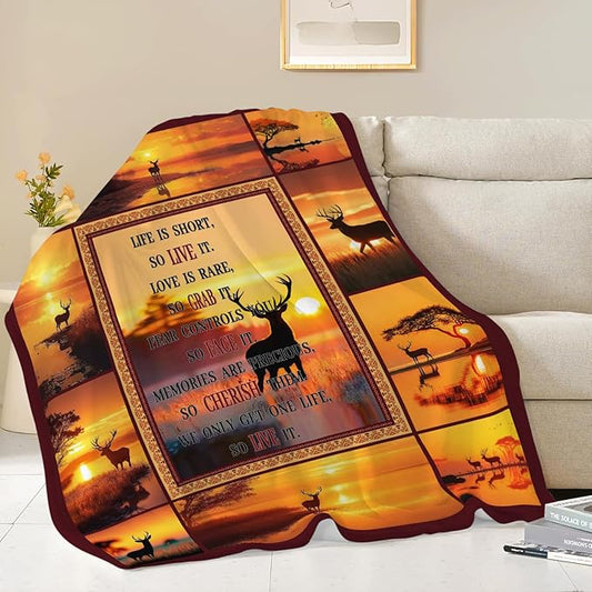 Deer Throw Blanket Deer Elk Stuff Gifts for Kids Girls Boys Adults Women Men Soft Cozy Warm Plush Fluffy Fuzzy Fleece Blanket Decor 50''X60''
