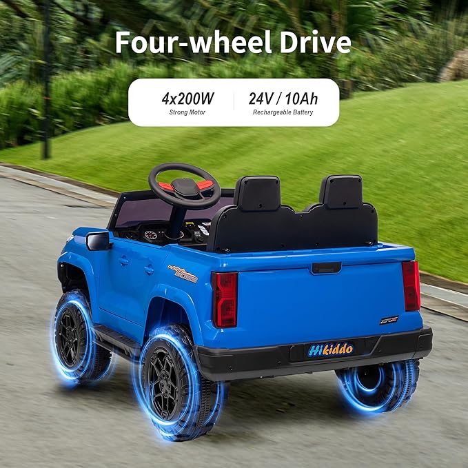 24V 10Ah Ride on Toy for Big Kids, 4WD 2 Seater Electric SUV Kids Car to Drive w/Remote Control, 4x200W Motors - Blue