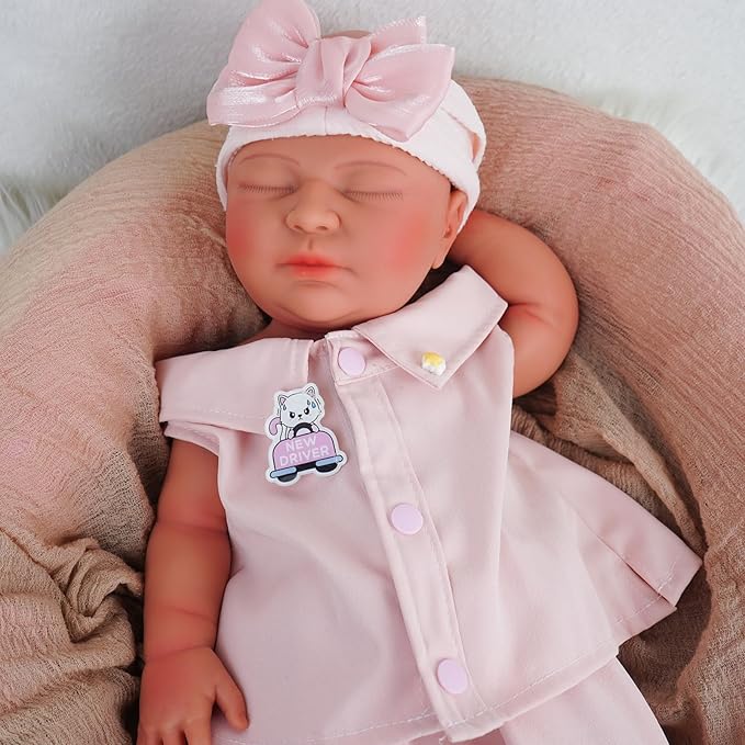 20.67 in Full Silicone Reborn Baby Dolls, 1:1 Lifelike Newborn Dolls Non Vinyl Realistic Reborn Toddler Dolls Boy Washable Sleeping Doll