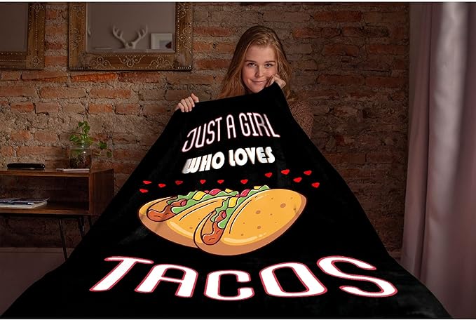 Tacos Blanket Just A Girl Who Loves Tacos Best Gift for Women Super Soft Cozy Lightweight Summer Quilt Perfect for Bed Sofa-50"x40" Small for Kids