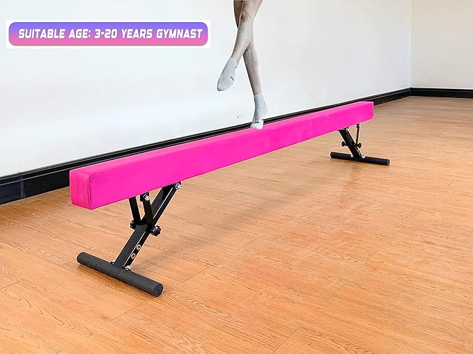Adjustable Balance Beam 8 ft Gymnastic Beam Adjustable Height for Kids and Teenage of All Gymnastic Levels, Gymnastic Training Beam Gymnastic Equipment for Athlete Home and Gym Club Use
