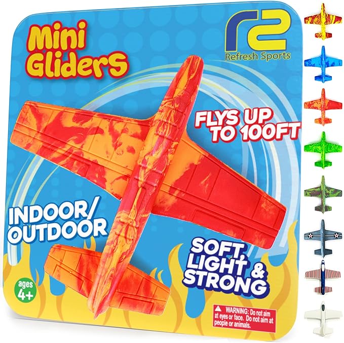 Airplane Toy Foam Glider Plane for Kids - Christmass Gifts for Grandkids - Kids Stocking Stuffers for Boys & Girls - Outdoor Toys & Fun Flying Gliders Easy Throwing Air Planes - Gifts for Age 4 5 6 7+