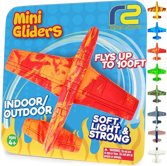 Airplane Toy Foam Glider Plane for Kids - Christmass Gifts for Grandkids - Kids Stocking Stuffers for Boys & Girls - Outdoor Toys & Fun Flying Gliders Easy Throwing Air Planes - Gifts for Age 4 5 6 7+