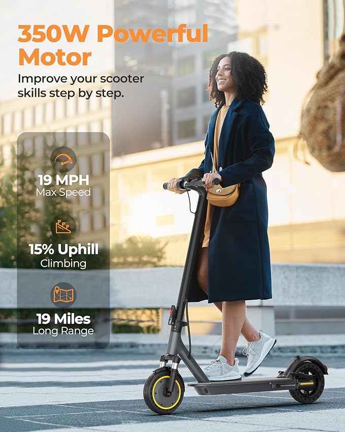 NAVIC Electric Scooter with Dual Suspension/Braking, 350W/500W Motor, 19/22 Mph, Max 22/27/49Mi Range, Foldable E Scooter for Adults with App