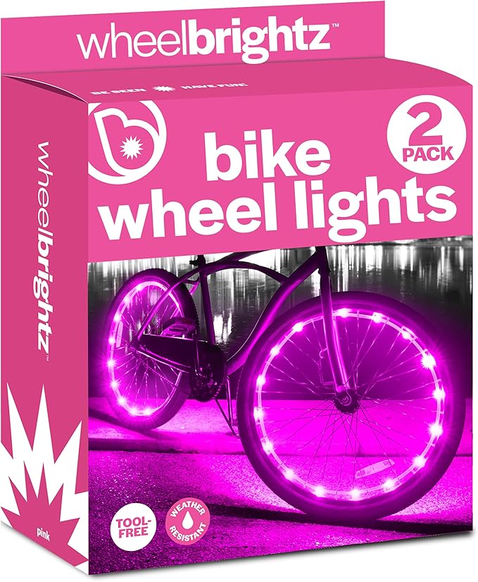 Brightz WheelBrightz LED Bike Wheel Lights - 2025 Edition with Superior Straps & LED-Weatherproof Shield! 14 Colors - Unmatched Durability, Visibility & 48+ Hours of Dazzling Illumination