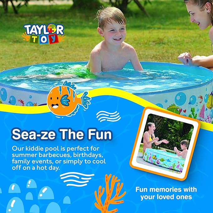 Taylor Toy Round Kiddie Pool - Foldable Splash Pool for Toddlers and Kids, 59-Gallon Non-Inflatable Ball Pit, Portable and Easy Setup for Water Play