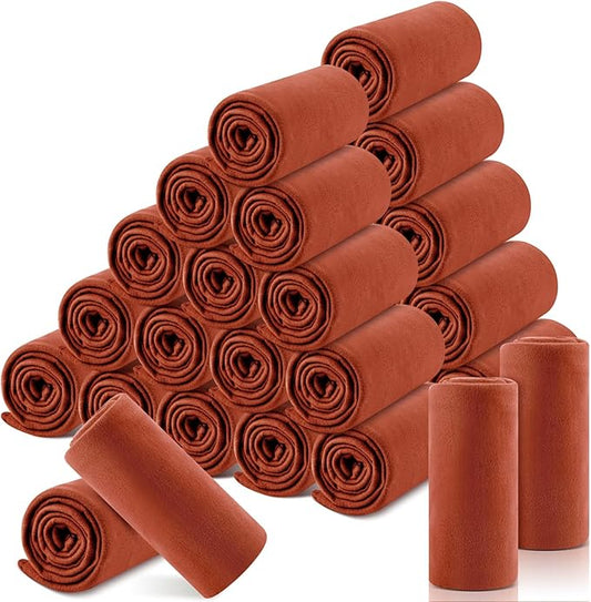 Newwiee 48 Pcs Fleece Throw Blankets Bulk Outdoor Wedding Guest Gifts Soft Lightweight Sleepover Lap Blankets Pet Home Sofa Couch Office Donation Homeless, 50 x 60 Inch (Reddish Brown)