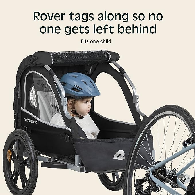 Single & Double Passenger Children’s Foldable/Collapsible Tow Behind Bike Trailer with 16" Wheels, Safety Reflectors & Rear Storage Compartment