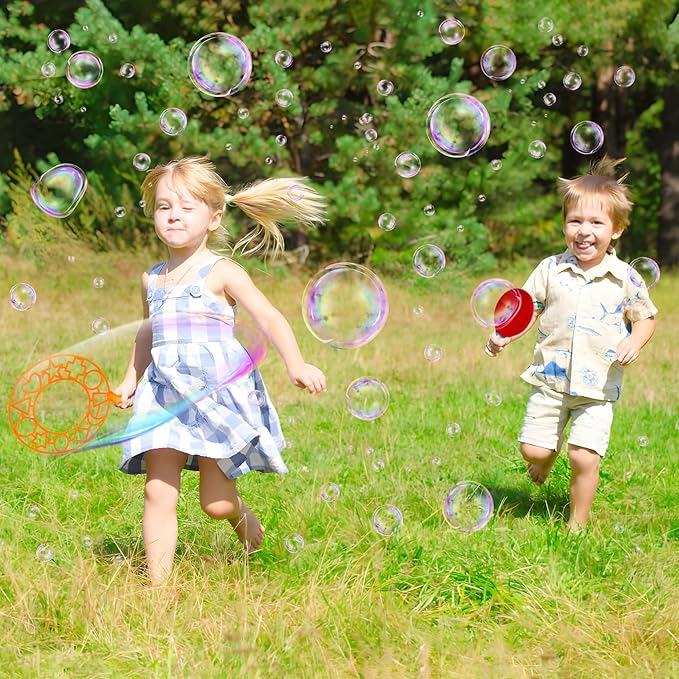 Roberly 18 PCS Big Bubble Wands Toys Set with Solution, Tray, Soft Racket, Bulk Funny Bubbles Making Toys for Kids Summer Outdoor Activities Game Birthday Party Favors