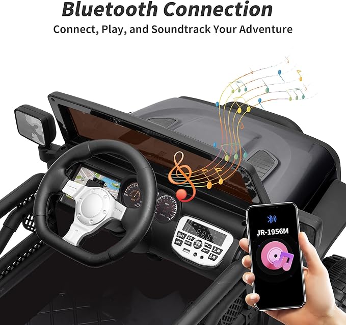 Kids Ride on Car Toy, 12V Electric Car for Kids with Remote Control, LED Light - Dark Black