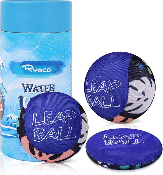 RYACO Leap Ball Water Skipping Pool Balls - 3 Pack Bouncing Beach for All Ages - Extreme Bathing Fun with Your Friends & Family at The Beach, Pool, River or Lake