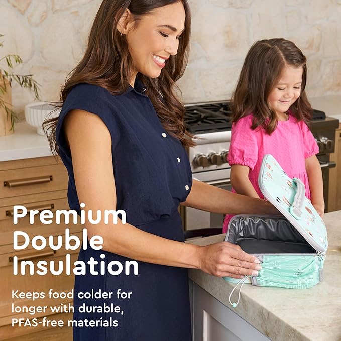 Bentgo Kids Lunch Bag - Durable, Double-Insulated Lunch Bag for Kids 3+; Holds Lunch Box, Water Bottle, & Snacks; Easy-Clean Water-Resistant Fabric & Multiple Zippered Pockets (Puppy Love)