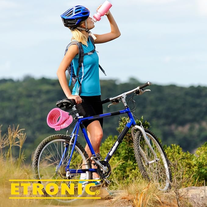 Etronic Bike Lock M6, Cable Lock 6 Feet Long Coiled Security Resettable Combo Combination Lock Bicycle Lock with Mounting Bracket