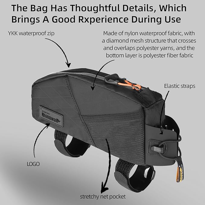 Bike Top Tube Bag Bicycle Front Frame Bag Waterproof Bike Bag 1.2L with Dual Side Mesh Pockets Perfect for MTB Road Bike Cycling Commuting and Outdoor Adventures