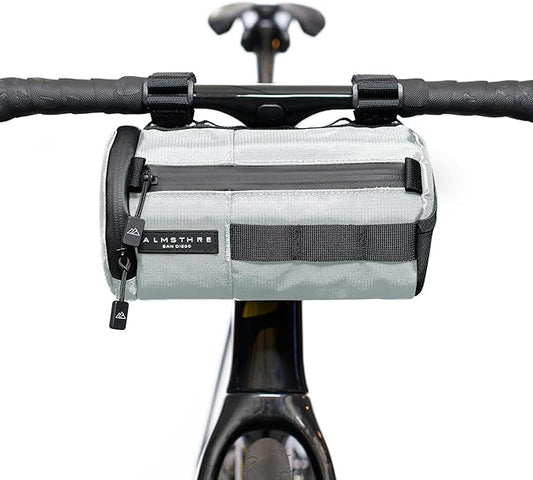 Signature Bar Bag – Sterling Silver | Hard-Shell Bike Handlebar Bag with Waterproof Zippers & Adjustable Straps | Lightweight Bicycle Handlebar Bag, Compatible with Road, Gravel & MTB Bikes