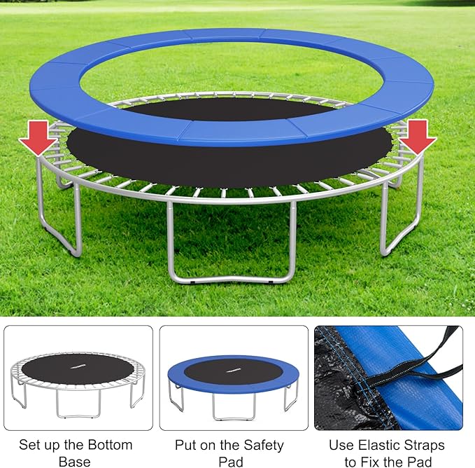 Giantex 8Ft 10Ft 12Ft 14Ft 15Ft 16Ft Trampoline Pad, Tear-Resistant Edge Cover Springs Protection Pad, All Weather Replacement Trampoline Safety Pad
