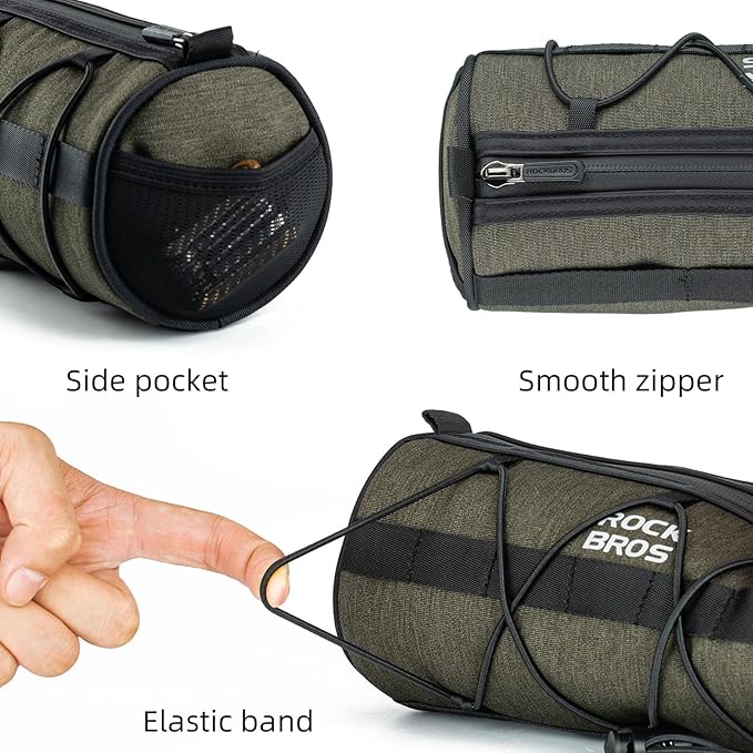ROCKBROS Bike Handlebar Bag Small Bicycle Handle Bar Bag Handy Front Bike Bags Handlebar Storage Pouch Pack with Shoulder Strap Little Mountain Road Bike Barrel Bag