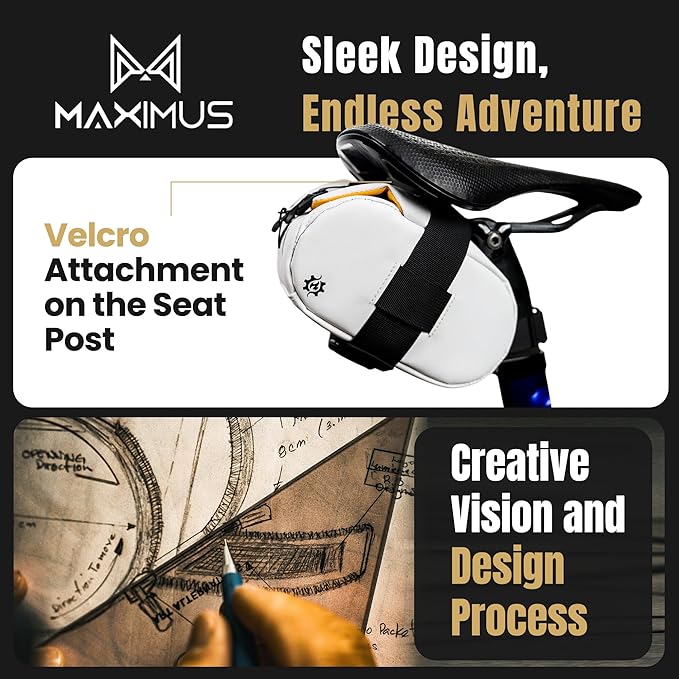 Lumiere & Co. Maximus Magnetic Bike Seat Bag – Quick-Attach Saddle Bag with AquaGuard Zippers, Secure Under-Seat Storage for Cycling Gear & Accessories