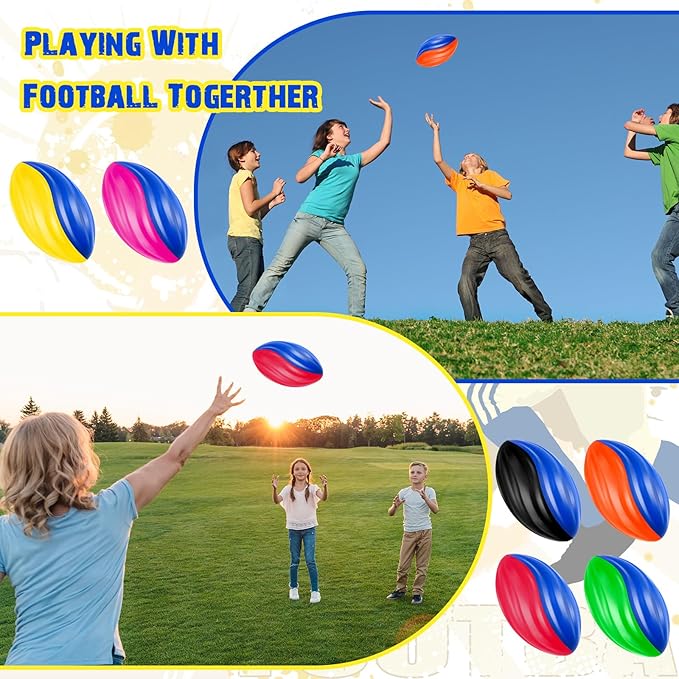 Jerify 12 Pcs Mini Foam Footballs for Kids Students 7 Inch Small Spiral Football Toys Easy Grip Waterproof Soft Emulation Ball for School Gift Sports Party Game(Bright Color)