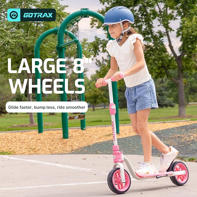 Gotrax KS8 Kick Scooter for Kids 5+, Large 8" Wheels and Height Adjustable Handlebar, Sturdy Wide Deck & Rear Brake, Detachable for Easy Storage, 2 Wheels Scooter for Kids, Teens, Gift for Boy & Girl
