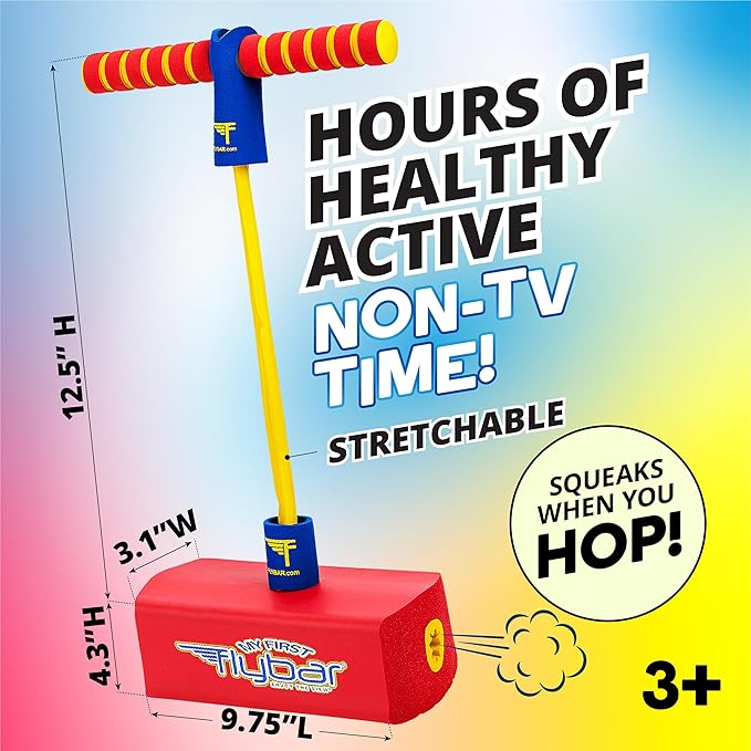 Flybar My First Foam Pogo Jumper for Kids Fun and Safe Pogo Stick for Toddlers, Durable Foam and Bungee Jumper for Ages 3 and up, Supports up to 250lbs